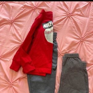 Nike Red Shirt and Gray Joggers Set